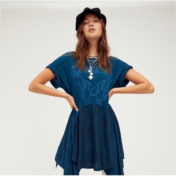 Free People The Jerry Lounge cotton T-shirt / oversized dress size XS - Picture 1 of 7